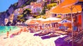 Illustration of beautiful view of Positano, Italy