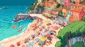 Illustration of beautiful view of Positano, Italy