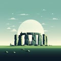 Illustration of beautiful view of Stonehenge, United Kingdom