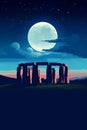 Illustration of beautiful view of Stonehenge, United Kingdom