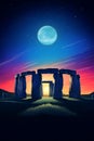 Illustration of beautiful view of Stonehenge, United Kingdom