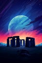 Illustration of beautiful view of Stonehenge, United Kingdom