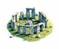 Illustration of beautiful view of Stonehenge, United Kingdom