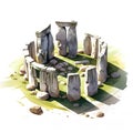 Illustration of beautiful view of Stonehenge, United Kingdom