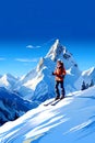 Illustration of a beautiful winter holiday in the Alps