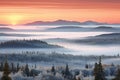 Beautiful winter sunrise in the mountains, Carpathians, Ukraine