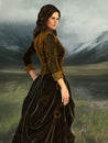 Illustration of a beautiful woman in Victorian Clothing