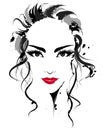 Beautiful women, logo women face makeup on white background, vector