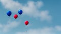 An Illustration Of A Beautifully Crafted Picture Of Three Red And Blue Balloons