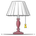 Illustration of bedside lamp with a pink base and white lampshade on a simple surface Royalty Free Stock Photo