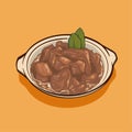 Illustration of beef rendang Indonesian traditional food