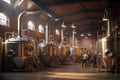 Brewery with truncated conical fermenters