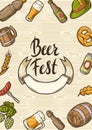 Illustration for beer festival or Oktoberfest. Background for pub or bar menu and flyers. Royalty Free Stock Photo