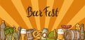 Illustration for beer festival or Oktoberfest. Background for pub or bar menu and flyers. Royalty Free Stock Photo