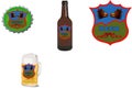 Illustration of beer-themed stickers isolated on a white background