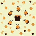 Illustration of bees around a honeypot