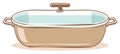 Illustration of a beige casserole dish with handles and lid Royalty Free Stock Photo