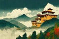 Bhutan mountain monastery, tigers nest in the clouds