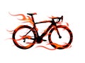 illustration bicycle with Flame and fire Silhouette