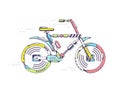 Illustration of bicycle moving fast on light background l