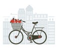Illustration of bicycle on the street.Illustration of bicycle o
