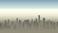 Illustration of big city in haze.