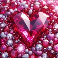 illustration of big heart shaped ruby jewel with rubies and diamonds Royalty Free Stock Photo