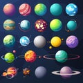 big bright colorful alien world planets set