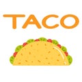 Delicious taco wraps with big inscription \