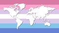 Illustration of Bigender pride flag with a world map