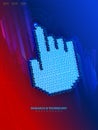 binary code hand touching on virtual reality modern technology background