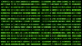 Illustration of Binary encoding green light glowing with digits background screen.Digital hacker cyberspace. Algorithm binary