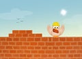 Bird builds brick wall Royalty Free Stock Photo