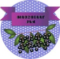 Illustration of bird cherry jam stickers Royalty Free Stock Photo
