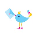 The Illustration bird with envelope.