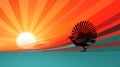 an illustration of a bird flying in front of the sun Royalty Free Stock Photo