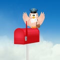 Bird postman on mailbox