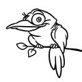 Illustration bird sitting branch smile happiness coloring cartoon