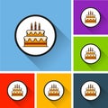 Birthday cake icons with long shadow