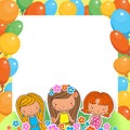 Illustration of a Birthday Celebrant three girls