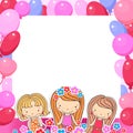 Illustration of a Birthday Celebrant three girls Royalty Free Stock Photo