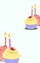 3d illustration Birthday and New Year cupcakes Colorful with candles On a plastel backdrop For design work