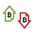 Illustration of Bitcoin currency goes up and goes down.