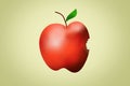 Illustration of a bite out of red apple isolated on brige background. Royalty Free Stock Photo