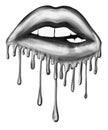 Illustration of Biting Dripping Lips - Graphic illustration Royalty Free Stock Photo