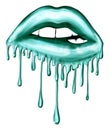 Illustration of Biting Dripping Lips - Graphic illustration Royalty Free Stock Photo