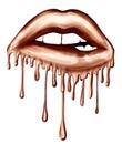 Illustration of Biting Dripping Lips - Graphic illustration Royalty Free Stock Photo