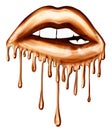 Illustration of Biting Dripping Lips - Graphic illustration Royalty Free Stock Photo