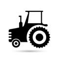 Illustration, black agricultural tractor. Transport icon, flat illustration, vector