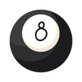 An illustration of a black billiard ball with number eight.